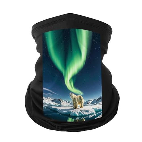 STVNKML Northern Lights Polar Bear Neck Gaiter Face Mask Ski Mask Cold Weather Balaclava Winter Face Cover Scarf for Women Men