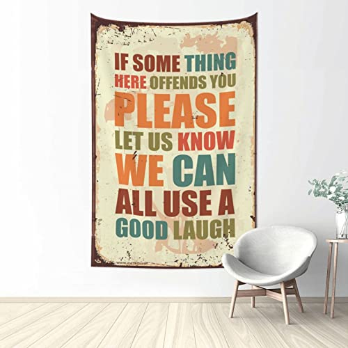 Tapestry For Wall If Something Offends You Please Let Us Know We Can All Use A Good Laugh Tapestry Funny Sogns Wall Hanging Decor(100X150CM)
