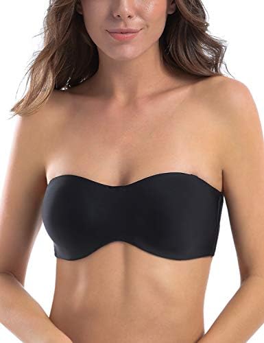 MELENECA Women's Strapless Bra for Large Bust Minimizer Unlined Bandeau with Underwire Black 40E