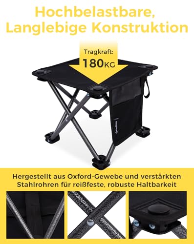 KingCamp Campinghocker 2er Set, Campinghocker Faltbar bis 180 kg Traglast, geeignet für Kinder und Erwachsene, Leichter Hocker für Angeln und Camping Outdoor Picknick Garten mit Tragetasche