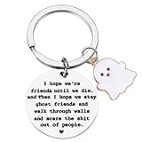 Friendship Best Friends Keychain Funny Keychain Cute Halloween Ghost Keyring for Women Girls Unique Birthday Long Distance Friendship Jewelry Gifts for Her Soul Sisters Bestie Christmas