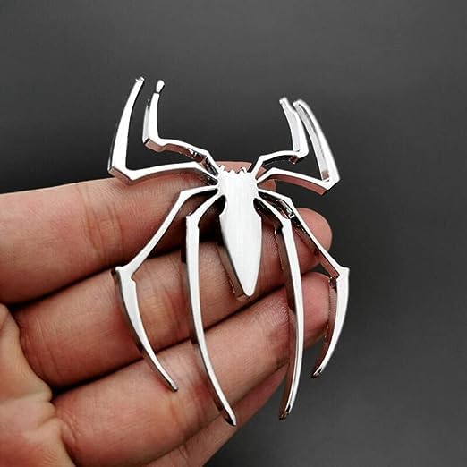 Image of VRT 3D Chrome Emblem Automotive Car, Bike Badges Logo Self Adhesive Sticker (Spider, Silver)