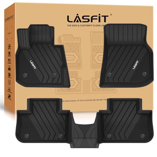 Image of LASFIT Floor Mats for BMW X3 2018-2024 /X4 2019-2025 30i M40i 30e M40i | All Weather TPE Custom Fit Weather Waterproof Floor Liners, 1st & 2nd Row Car Mats Accessories, Black