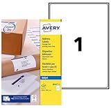Avery Étiquettes Autocollantes Blanches 15 Pièces 199,6 x 289,1 mm J8167 15   Feuille A4, Imprimante Jet d'Encre, Format Compact, Papier FSC, Compatible Mon Timbre en Ligne