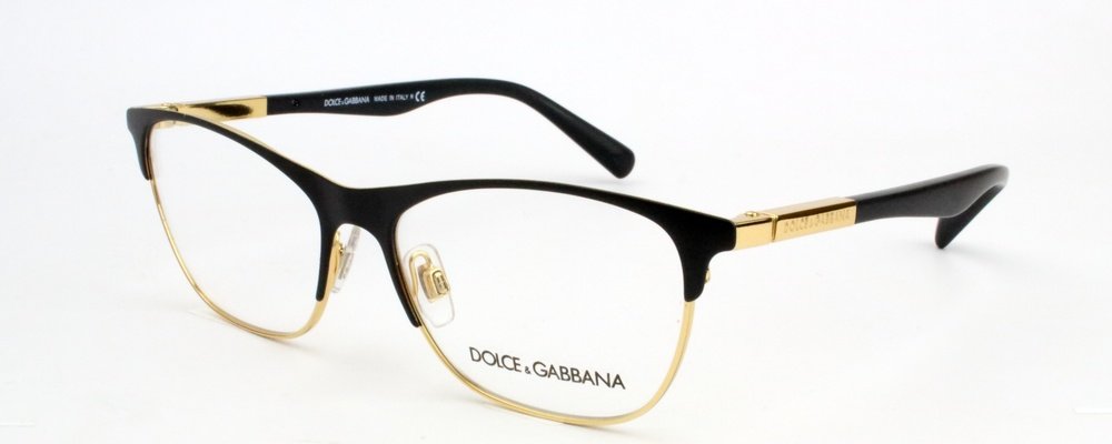 Dolce&Gabbana LIPSTICK DG1246 Eyeglass Frames 1220-53 - Matte Black/Gold Frame, Demo Lens