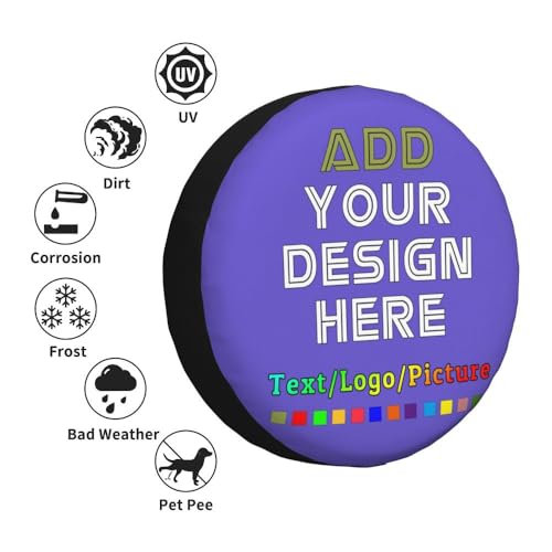 Image of Custom Spare Tire Cover Personalized Tire Covers Add Your Own Design Logo Picture Customize Wheel Cover Universal Size 14-17 in Fit for Jeep Trailer Camper RV Wheel Covers, Slateblue