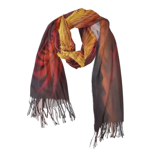 Flame Phoenix Bird Scarf for Women Warm Large Soft Pashmina Shawl Wrap Scarves Mythology Fashion Long Scarf with Tassels Cashmere Feel Scarf Lightweight3