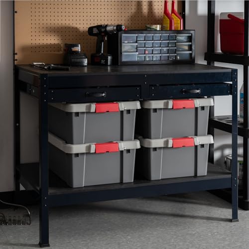 Image of IRIS USA 12 Gallon Lockable Storage Totes with Lids, 4 Pack - Gray, Heavy-Duty Durable Stackable Containers, Large Garage Organizing Bins Moving Tubs, Rugged Sturdy Equipment Utility Tool Box