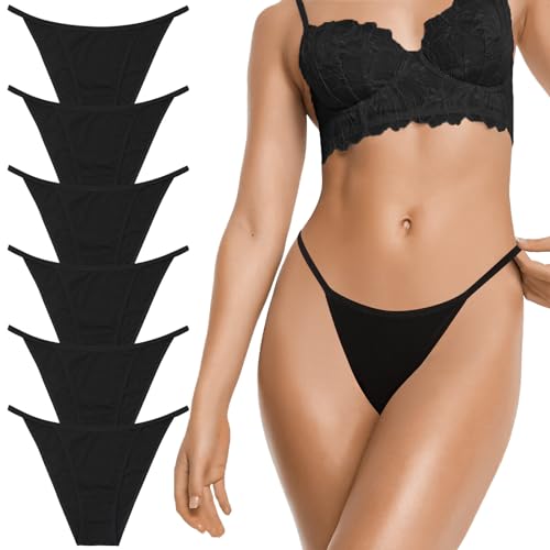 Image of LEVAO Cotton Underwear for Women-Plus Size String Bikini Panties-Low Waist Cheeky Underwear-High Cut Stretch Ladies Briefs