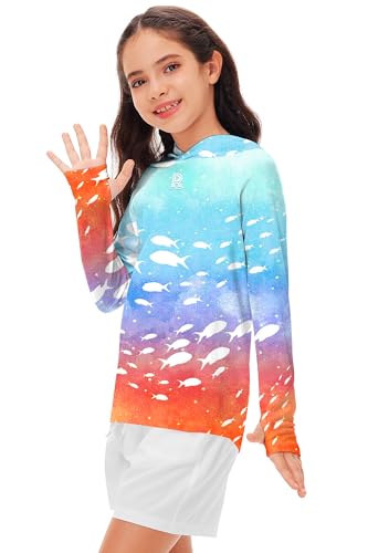 Image of Remimi Kids Sun Shirt Rash Guard Quick Dry Sun Protection Athletic Hoodie Hiking Shirts 3-12 Years