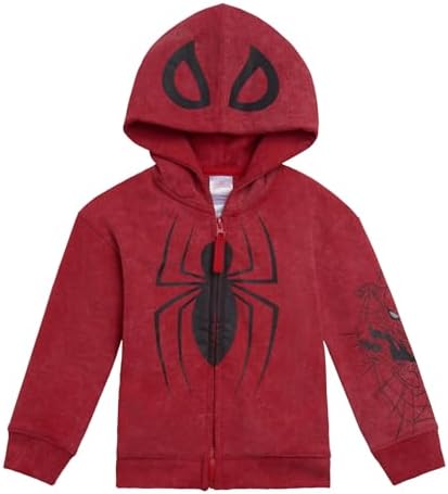 Marvel Spider-Man Toddler Boys Acid Wash Zip Up Hoodie - Matching Family Cosplay Sweatshirt