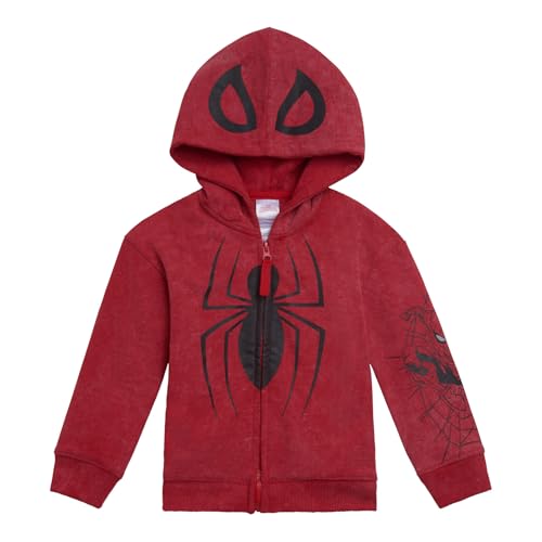 Marvel Spider-Man Toddler Boys Acid Wash Zip Up Hoodie - Matching Family Cosplay Sweatshirt