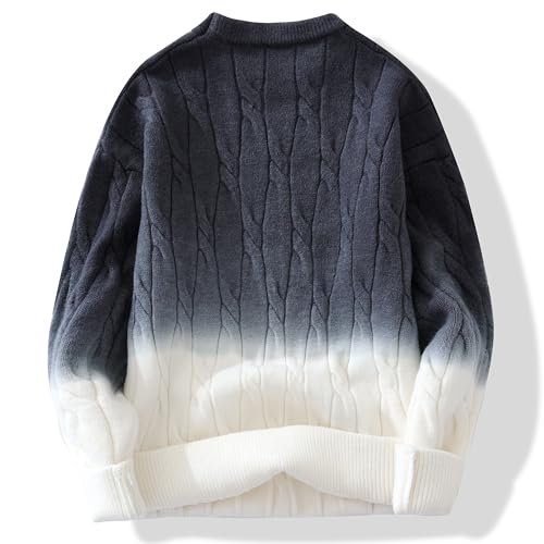 GURUNVANI Unisex Gradient Knit Sweater Crewneck Loose Fit Twist Texture Pullover2