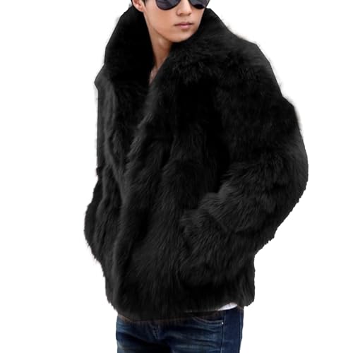 Mens Stylish Short Faux Fur Coat Warmth Thick Furry Overcoat Mulit Color Long Sleeve Fur Y2K Outerwear