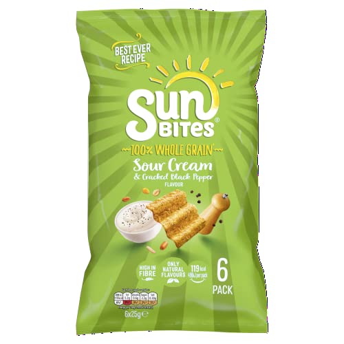 Sunbites Sour Cream And Pepper Snacks 6x25g