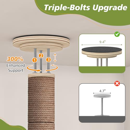 Floor to Ceiling Cat Tree, 5 Tier Cat Tower Adjustable Height (82-120 in), Tall Climbing Tree with Perches, Hammock, Scratching Post, Bed, Ball Toys, Solid Structure and Neutral Color Fit Home Decor by Chuiendi - Image 7