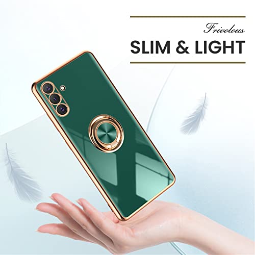 Yueyoer Compatible With Samsung Galaxy A14 5G Case 6.6 Inch,With Rose Gold Ring Stand Holder 360° Rotatable Magnetic Kickstand Slim Soft Flexible Shockproof Bumper Tpu Cover Case (Green) #TOP7