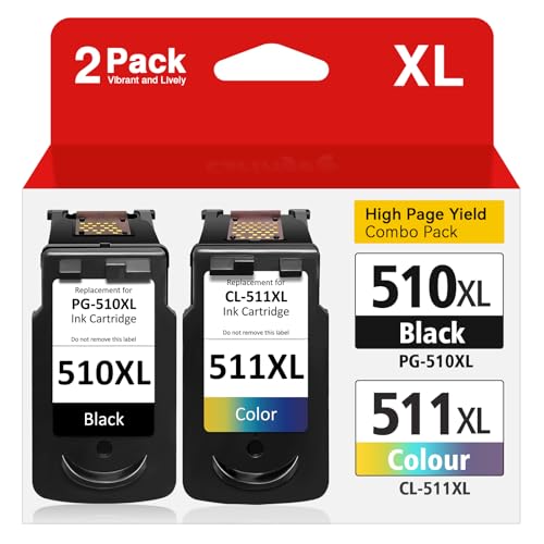 Oeggoink 510 511 Druckerpatronen Set (Schwarz + Farbe) Kompatibel für Canon PG-510 CL-511, 510 511 Multipack für Canon Pixma MP270 MP280 MP230 für Canon MX360 MP495 iP2700 MX320 MP280 MP250
