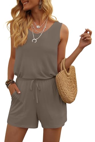 Image of DouBCQ Womens Summer Casual Sleeveless Loose Jumpsuits Romper with Pockets