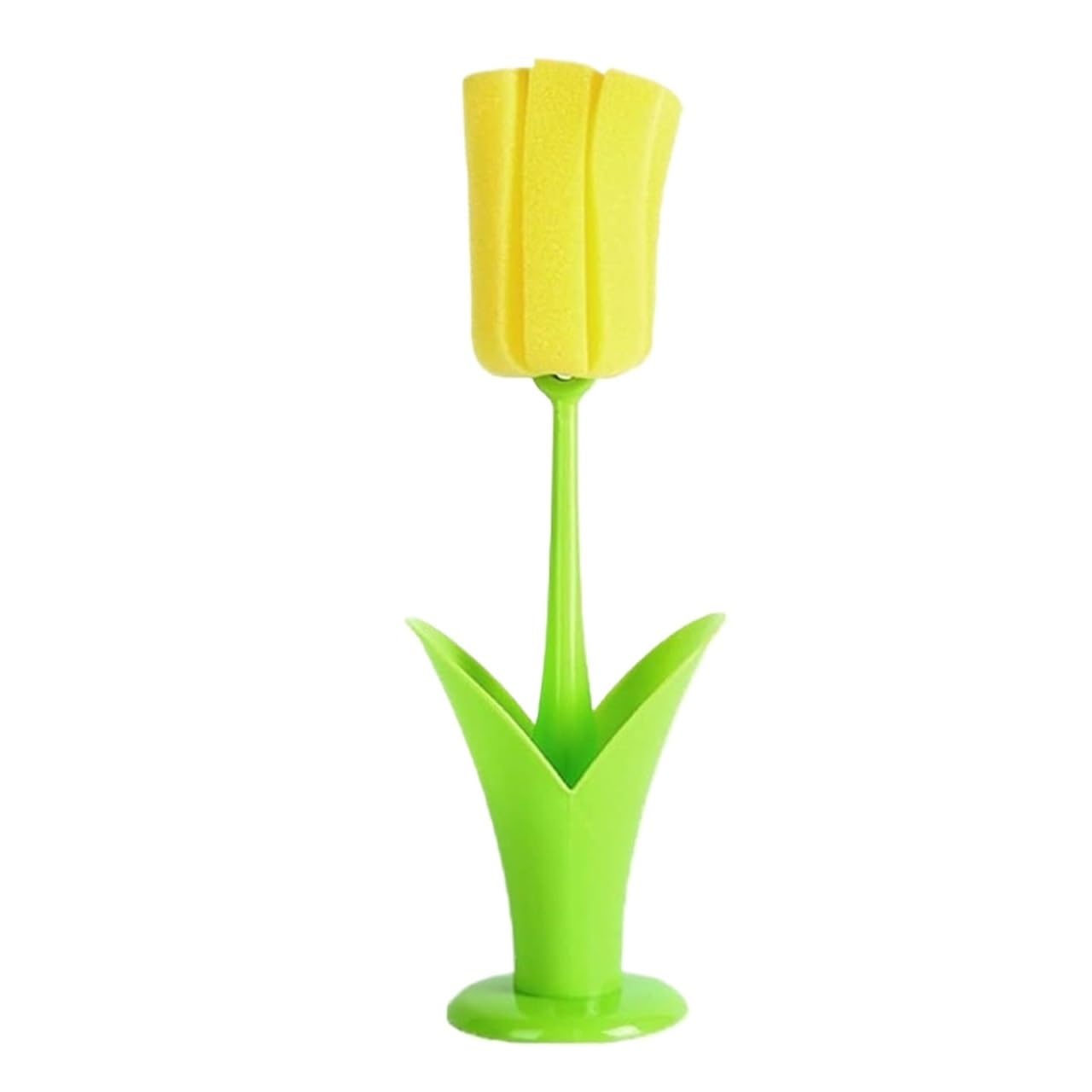 Goupillon bouteille éponge jaune à long manche amovible