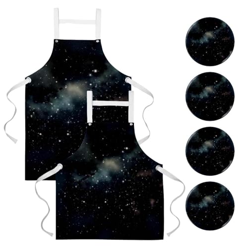 Tablier de cuisine Galaxie avec 4 broches ajustables pour service et bistrot