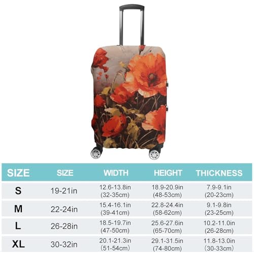 Oil Painting Red Flower Luggage Cover Dustproof Travel Suitcase Cover Elastic Suitcase Protector M Luggage Sleeves Fit 19-32 Inch Luggage2