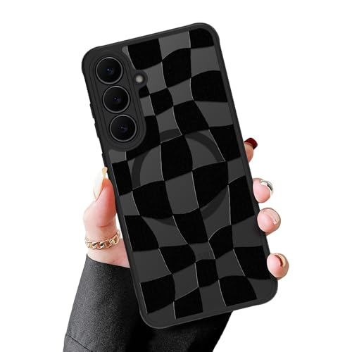 MZELQ Magnetic Case for Samsung Galaxy S25 FE, Clear Checkered