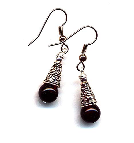 Onyx Earrings, Tribal Stainless Steel Black Onyx Earrings, Handmade Surgical Steel Earrings by Annaart72