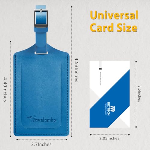 Image of Travelambo Luggage Tags for Suitcases PU Leather Travel Tags Bag Tags Privacy Protection Travel Essentials, Blue, One Size, Classic