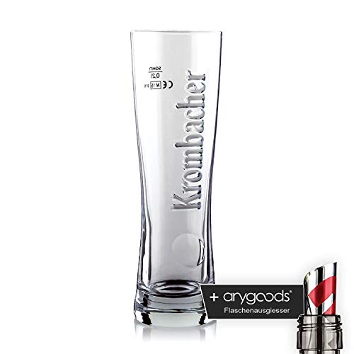 Krombacher - Vasos de cerveza (0,2 L, con vertedor para botellas)