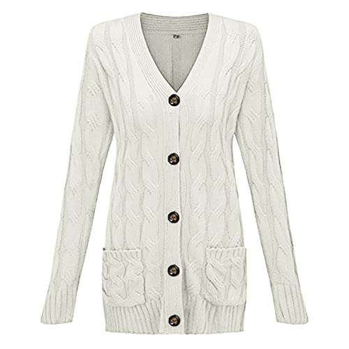 Generic Cardigan Sweaters for Women Chunky Open Front Button Sweater with Pockets Loose Slouchy Oversized Fall Outerwear Coat4