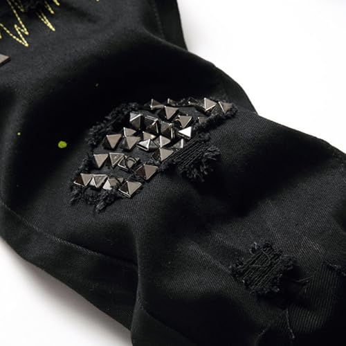 Men's Patch Ripped Regular Fit Jean Distressed Straight Leg Comfort Flex Waist Pants Stretch Skinny Jeans4