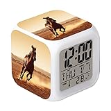 Cointone LED Alarm Clock Horse Creative Desk Table Glowing Electronic Colorful Digital Clock for Girl Boy Kids Children Toy Birthday Present Gift