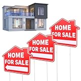 3 Pack Home For Sale Sign with Stakes, Double Sided Signs, For Sale By Owner Sign Kit for Home House Real Estate Yard, 17' x 13'(Red)
