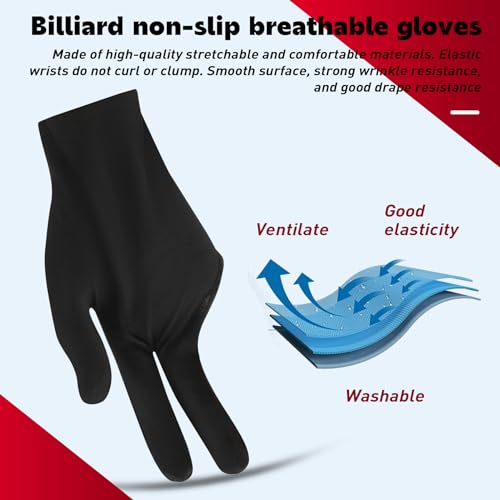CosyCaya 50 Stück Billard Handschuhe - Universelle 3 Finger Queue Handschuhe für den Sport, atmungsaktiv und rutschfest