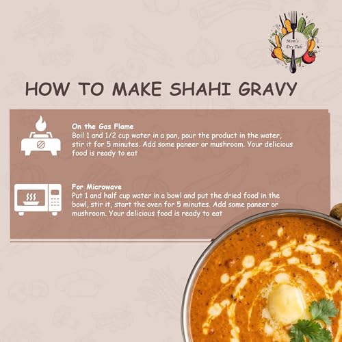 Image of Mom's DryDeli Ready to Cook Shahi Gravy (80g) | Ready in 15 Minutes | Serves 2-3 | No Preservatives | Traditional Home-Cooked Taste | Dried Indian Gravy Base | Easy to Prepare | Healthy & Wholesome