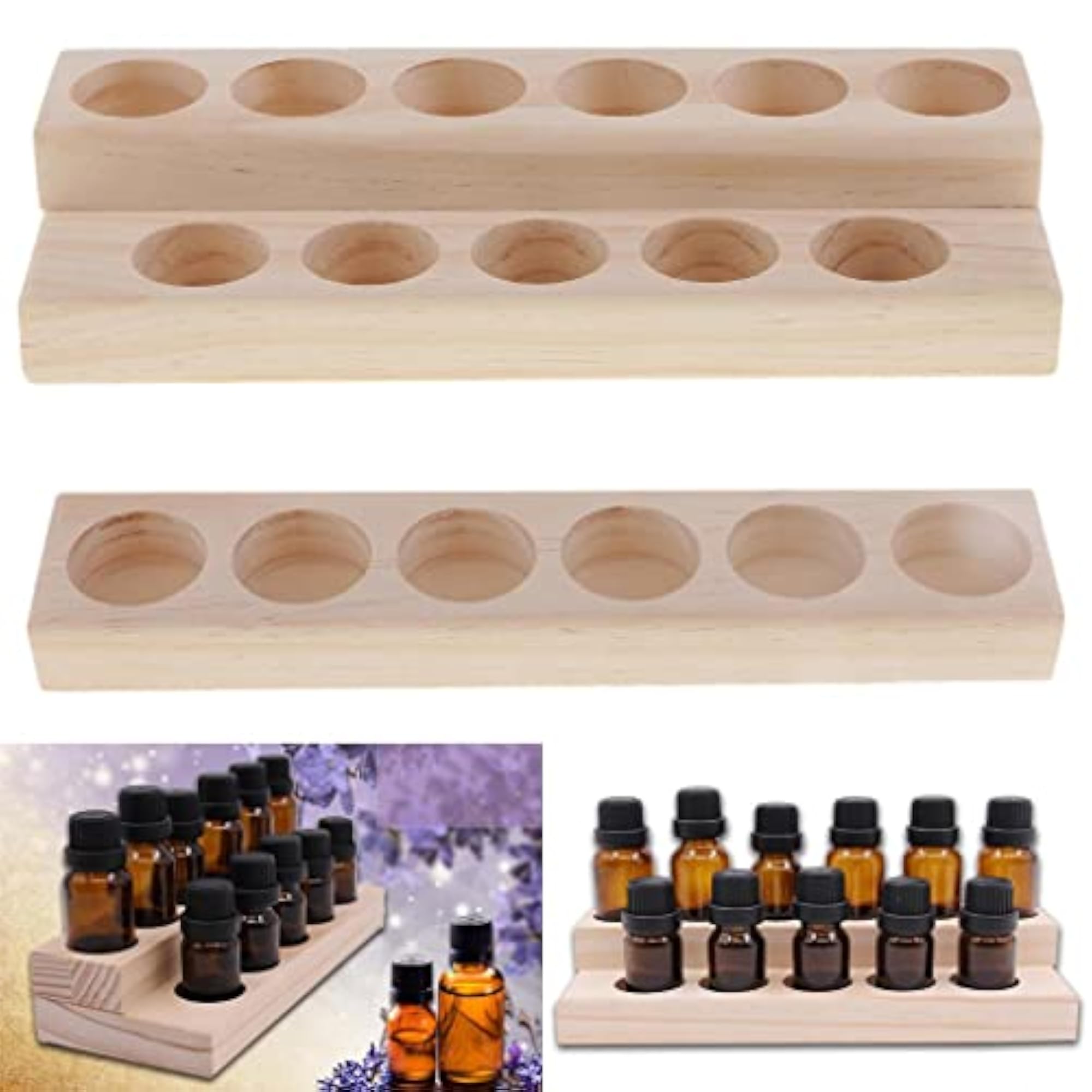 Wooden Essential Oil Display Stand, 2 Set Organizer Shelf