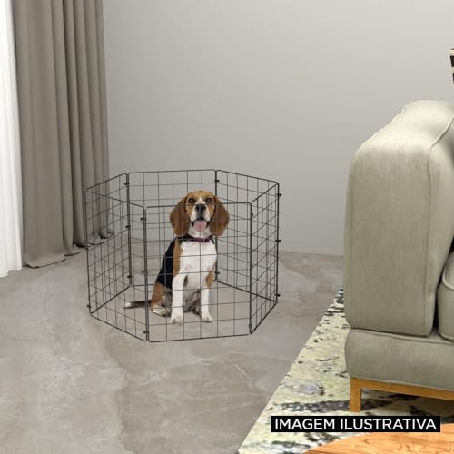 Cercado para Cachorros Dobravel 40cm Altura Pequeno Porte 6 Tela Aramada Preto Pet Cercado Móvel Por