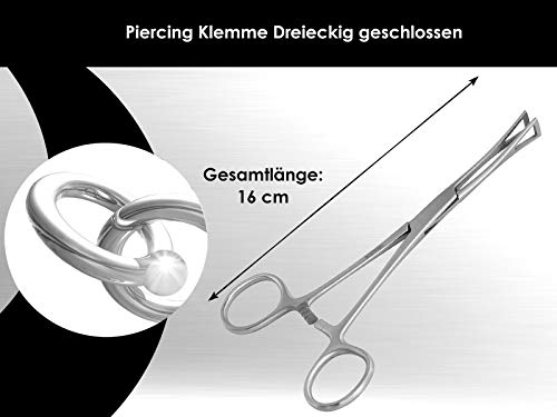 InstrumenteNRW Piercingklemme geschlossen - Piercingzange mit Innenzahnung, Rostfreier Edelstahl, Silber, Classic