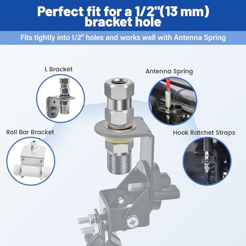 Anina CB Radio Antenna SO-239 Stub Mount Heavy Duty Connector Standard 3/8 X 24 Threaded Suit for 1/2\" Mounting Hole