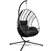 Produktbild Swoods XXL Hängesessel mit Gestell - Hängesessel Für Indoor und Outdoor - Inkl. Kissen und Schutzhülle- Egg Chair - bis 150kg (Schwarz)