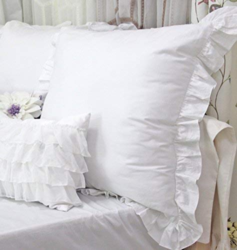 Queen's House White Duvet Cover Set King And White Ruffle Euro Shams Bundle #TOP6