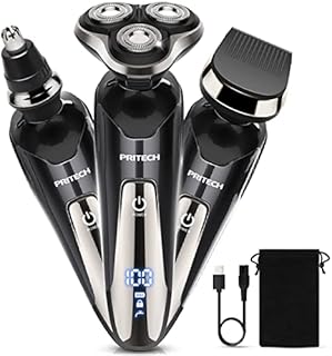 Electric Shavers Men Electric Razors for Men Face Shaver Electric Rechargeable Razor Cordless Shaver for Mens Razors Electric Mens Electric Razors for Shaving Rotary Shavers Waterproof Wet Dry PRITECH