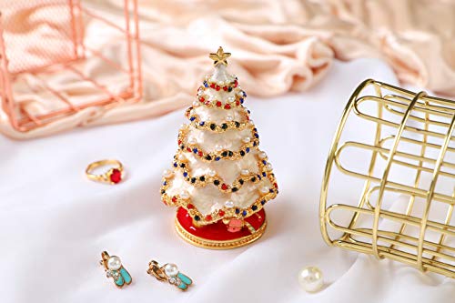 Qifu Hand Painted Enameled Christmas Tree Decorative Hinged Jewelry Trinket Box Unique Gift For Home Decor #TOP6