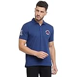 Van Heusen Men Polo T-Shirt - 100% Combed Cotton - Varsity Inspired, Short Sleeve, Dual Coloured Collar_70017_Classic Blue Jaspee_L