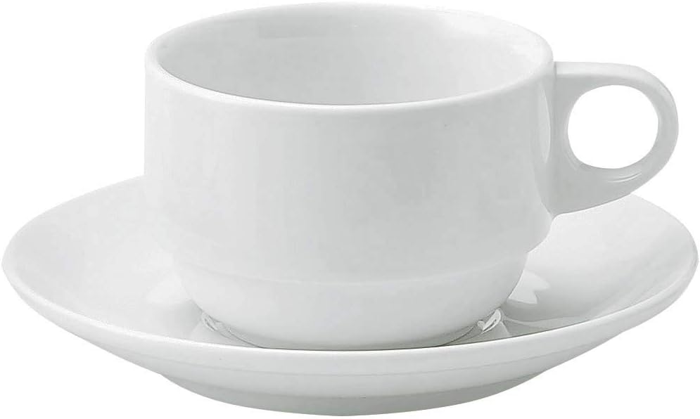 Maruka Koyo 50700052 Cup Saucer, Urban White, Long Diameter 4.3 x Short Diameter 3.3 x Height 2.2 inches (10.8 x 8.3 x 5.6 cm), Commercial Use