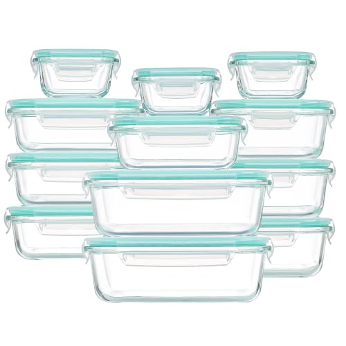 Vtopmart 12 Pack Glass Food Storage Containers with Lids Green