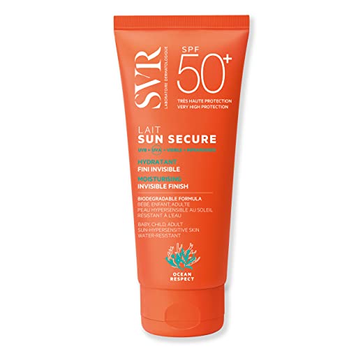 SVR SUN SECURE Face & Body Sunscreen SPF 50+ Milk for All Skin Types Very High UVA/UVB Factor 50 Sun Cream, Non-Greasy