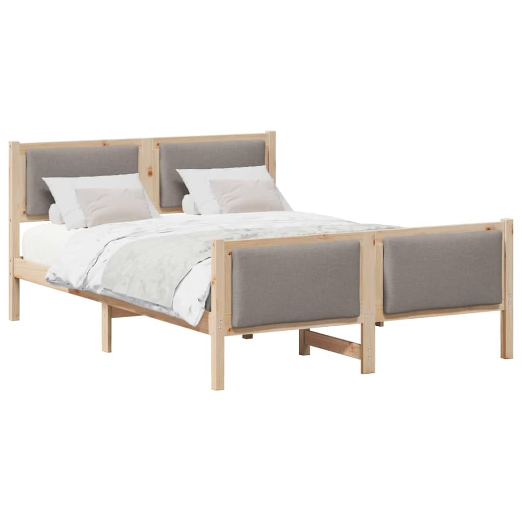 Lite drewno sosnowe nowoczesny prostokątny 140 x 190 cm brązowy | Ramka łóżka Z zagłówkiem Ciemnoszary 140 x 190 cm tkanina Lite Sosna Nowoczesna