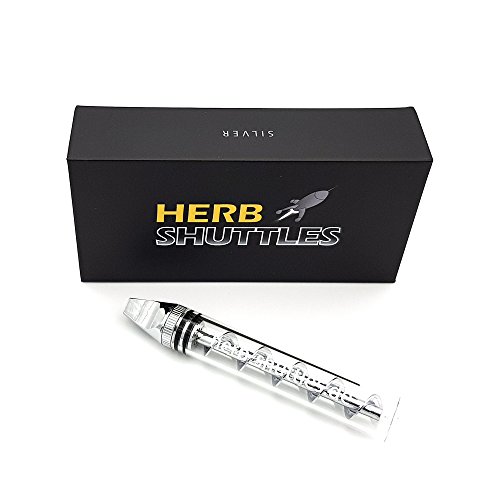 Herb Shuttles - Twisty Glass Blunt - Elegant Tobacco Pipe Vaporiser Set - Silver (Silver)